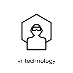 VR technology icon. Trendy modern flat linear vector VR technology icon on white background from thin line smart home collection