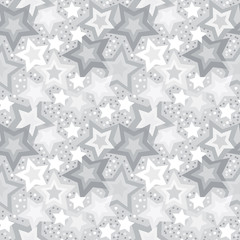 Fancy Silver celebration style stars shape repeating pattern for decor, christmas packaging; new year party decoration,posters;flyers design;templates,surface and more.