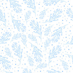 gentle little abstract branches on a snow flake background