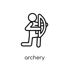 Archery icon. Trendy modern flat linear vector Archery icon on white background from thin line sport collection