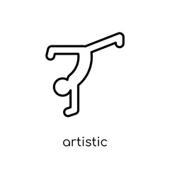 artistic gymnastics icon. Trendy modern flat linear vector artistic gymnastics icon on white background from thin line sport collection