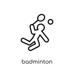 Badminton icon. Trendy modern flat linear vector Badminton icon on white background from thin line sport collection