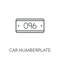 car numberplate linear icon. Modern outline car numberplate logo concept on white background from car parts collection © BestVectorStock