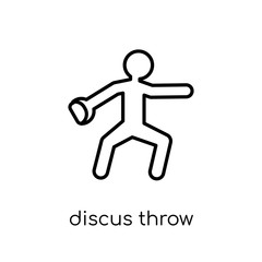 discus throw icon. Trendy modern flat linear vector discus throw icon on white background from thin line sport collection