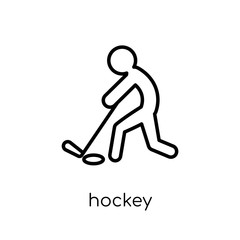 Hockey icon. Trendy modern flat linear vector Hockey icon on white background from thin line sport collection