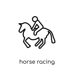 horse racing icon. Trendy modern flat linear vector horse racing icon on white background from thin line sport collection