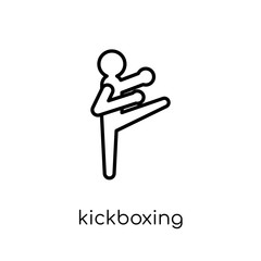 kickboxing icon. Trendy modern flat linear vector kickboxing icon on white background from thin line sport collection