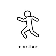 marathon icon. Trendy modern flat linear vector marathon icon on white background from thin line sport collection