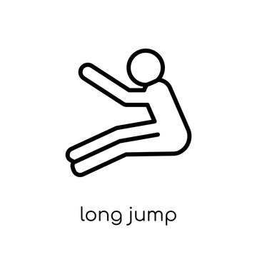 Long Jump Icon. Trendy Modern Flat Linear Vector Long Jump Icon On White Background From Thin Line Sport Collection