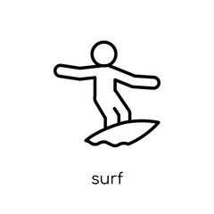Surf icon. Trendy modern flat linear vector Surf icon on white background from thin line sport collection