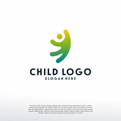 Simple Happy People logo template, Jumping reaching kids logo template, logo symbol icon