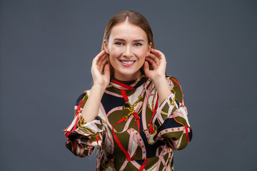 Portrait close up of young beautiful blonde woman