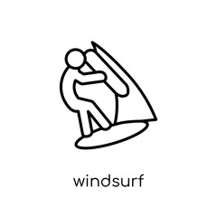 Windsurf icon. Trendy modern flat linear vector Windsurf icon on white background from thin line sport collection