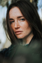 Portrait of a woman with freckles