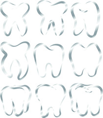 Silver Line drawing of tooth set