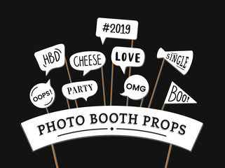 Word expressions set for party photo booth props vector © Rawpixel.com