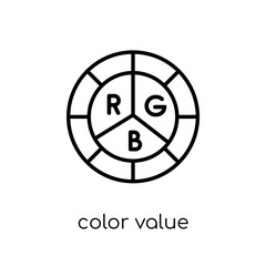 Color value icon. Trendy modern flat linear vector Color value icon on white background from thin line Technology collection