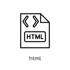 Fototapeta premium HTML icon. Trendy modern flat linear vector HTML icon on white background from thin line Technology collection