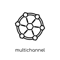 Obraz premium Multichannel Marketing icon. Trendy modern flat linear vector Multichannel Marketing icon on white background from thin line Technology collection