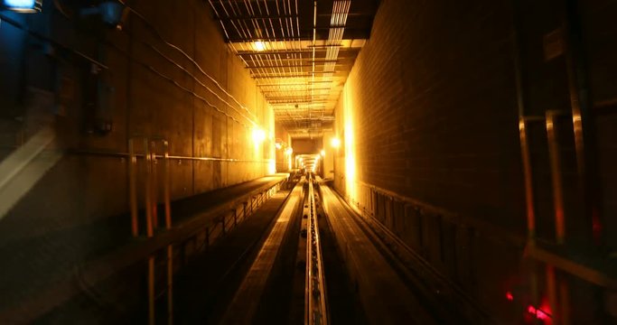 Hyperlapse loop through underground train tunnel - 4k