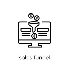 Sales Funnel icon. Trendy modern flat linear vector Sales Funnel icon on white background from thin line Technology collection