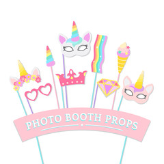 Cute unicorn photo booth party props vector © Rawpixel.com