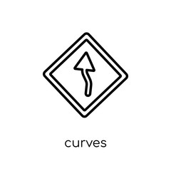 Curves sign icon. Trendy modern flat linear vector Curves sign icon on white background from thin line traffic sign collection