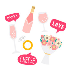 Wedding photo booth props vector © Rawpixel.com