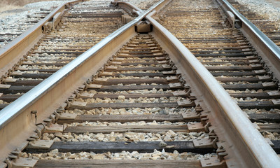 Rusty railroad tracks junction 4