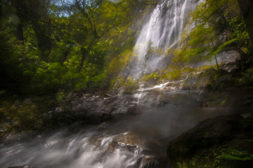 Abstract of Khlong Lan Waterfall, Beautiful waterfalls in klong Lan national park of Thailand.