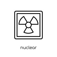 Nuclear sign icon. Trendy modern flat linear vector Nuclear sign icon on white background from thin line traffic sign collection