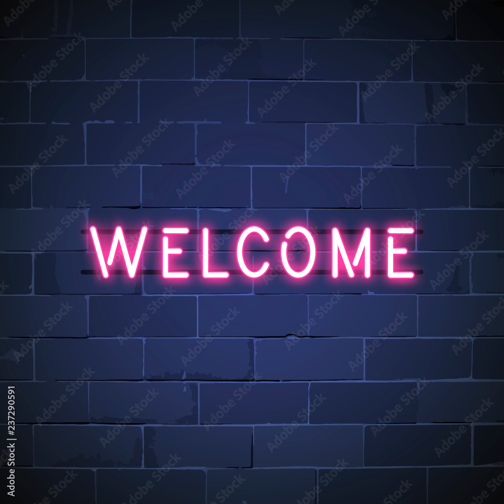 Wall mural welcome in neon sign vector