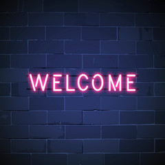 Obraz premium Welcome in neon sign vector