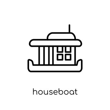 Houseboat Icon From Transportation Collection.