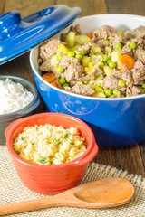 Meat stew with vegetables in bowl