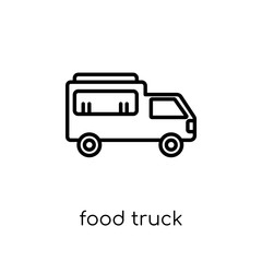 Food truck icon. Trendy modern flat linear vector Food truck icon on white background from thin line United States of America collection