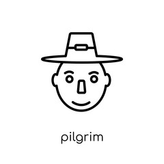 Pilgrim icon. Trendy modern flat linear vector Pilgrim icon on white background from thin line United States of America collection