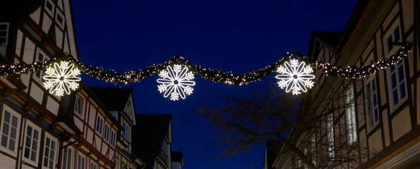Christmas lights in the historic city of Celle, Germany, Europe
