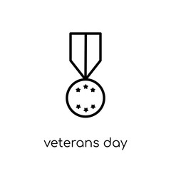 Veterans Day icon. Trendy modern flat linear vector Veterans Day icon on white background from thin line United States of America collection