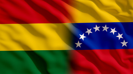 Waving Bolivia and Venezuela Flags