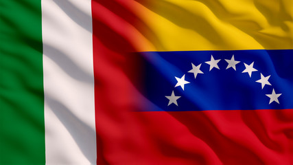 Waving Italy and Venezuela Flags
