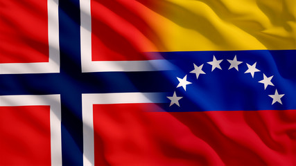 Fototapeta premium Waving Norway and Venezuela Flags