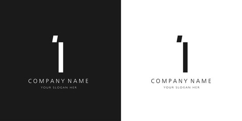 1 logo numbers modern black and white design	