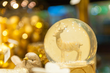 Christmas snow globe with an deer in inside