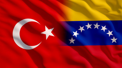 Waving Turkey and Venezuela Flags