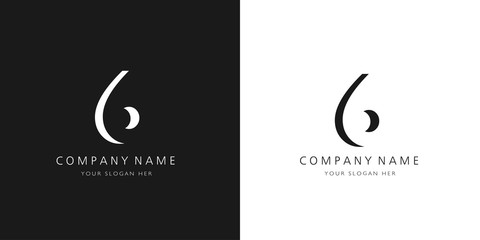6 logo numbers modern black and white design	 - obrazy, fototapety, plakaty