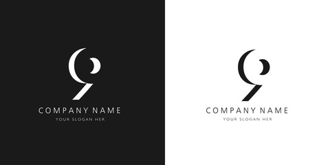 9 logo numbers modern black and white design	 - obrazy, fototapety, plakaty