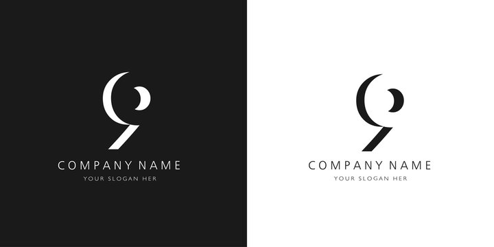 9 logo numbers modern black and white design	