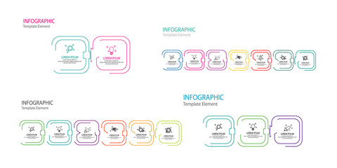 thin line square arrow infographic template element