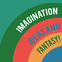 Word writing text Imagination Ideas And Fantasy. Business concept for Creativity inspirational creative thinking Layered Arc Multicolor Blank Copy Space for Poster Presentations Web Design